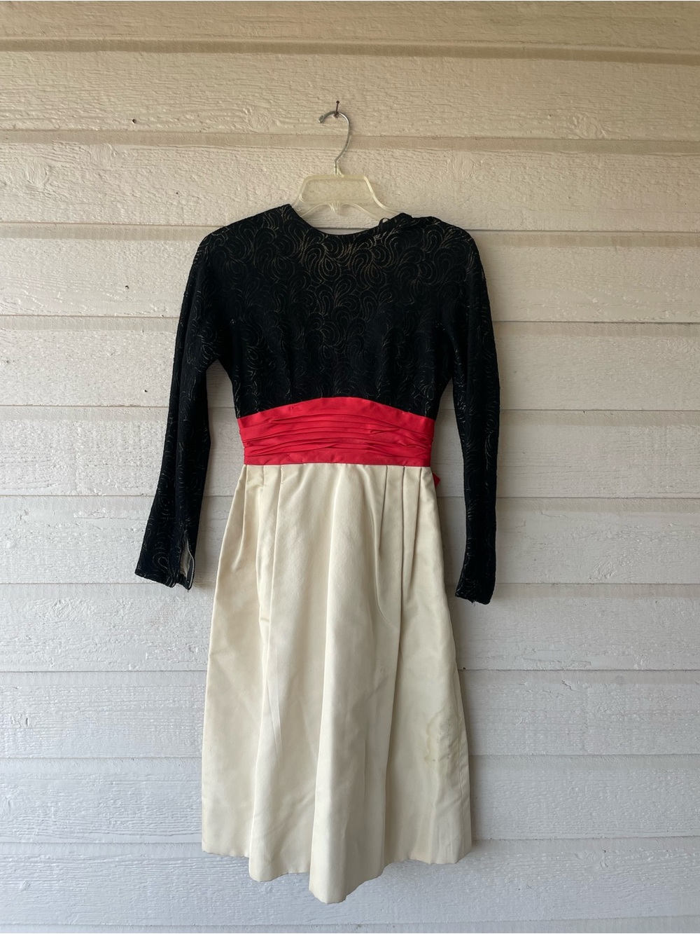 Vintage Custom Handmade Woman’s Juniors Dress with Lace and Red Bow